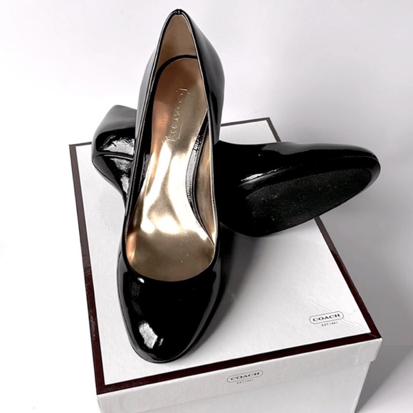 NWOT Coach Patten Leather Black Close Toe 3” High Heels 👠, without Box Sale - Picture 1 of 4